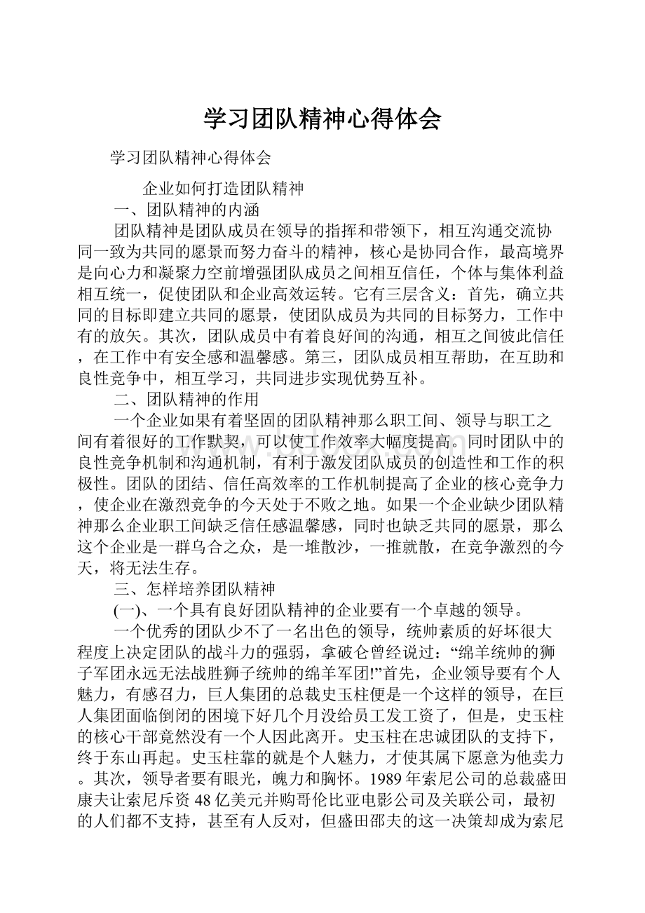 学习团队精神心得体会.docx_第1页