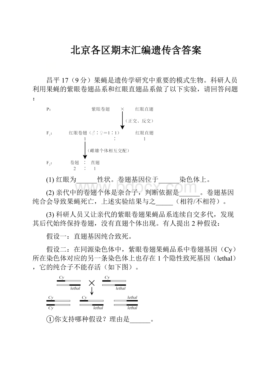 北京各区期末汇编遗传含答案.docx_第1页