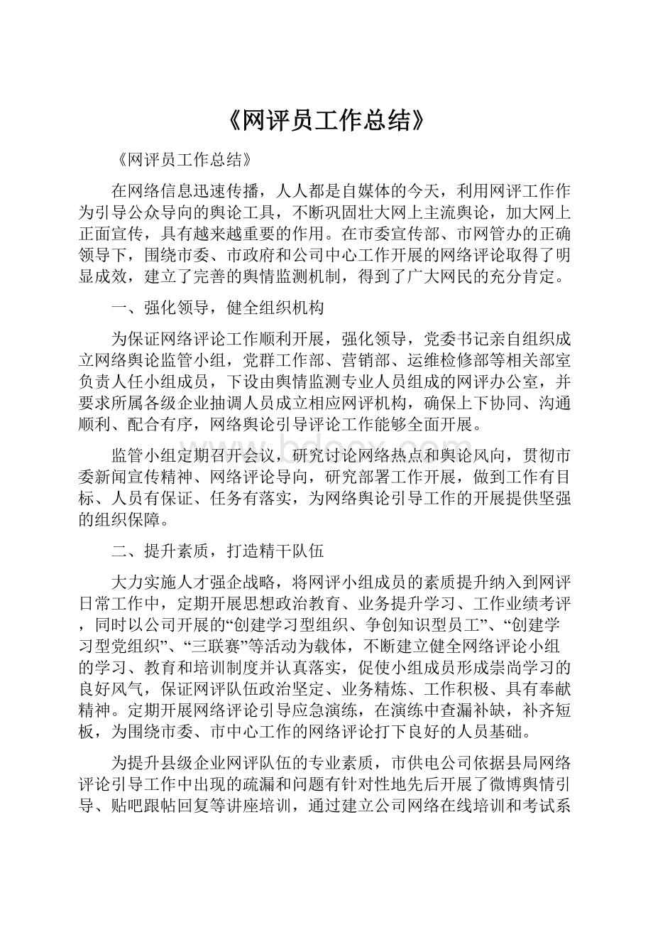 《网评员工作总结》.docx