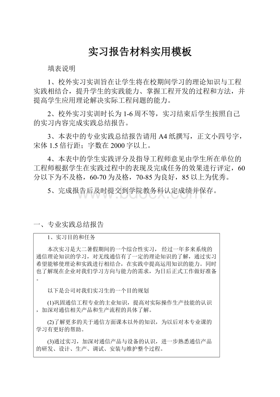 实习报告材料实用模板.docx_第1页