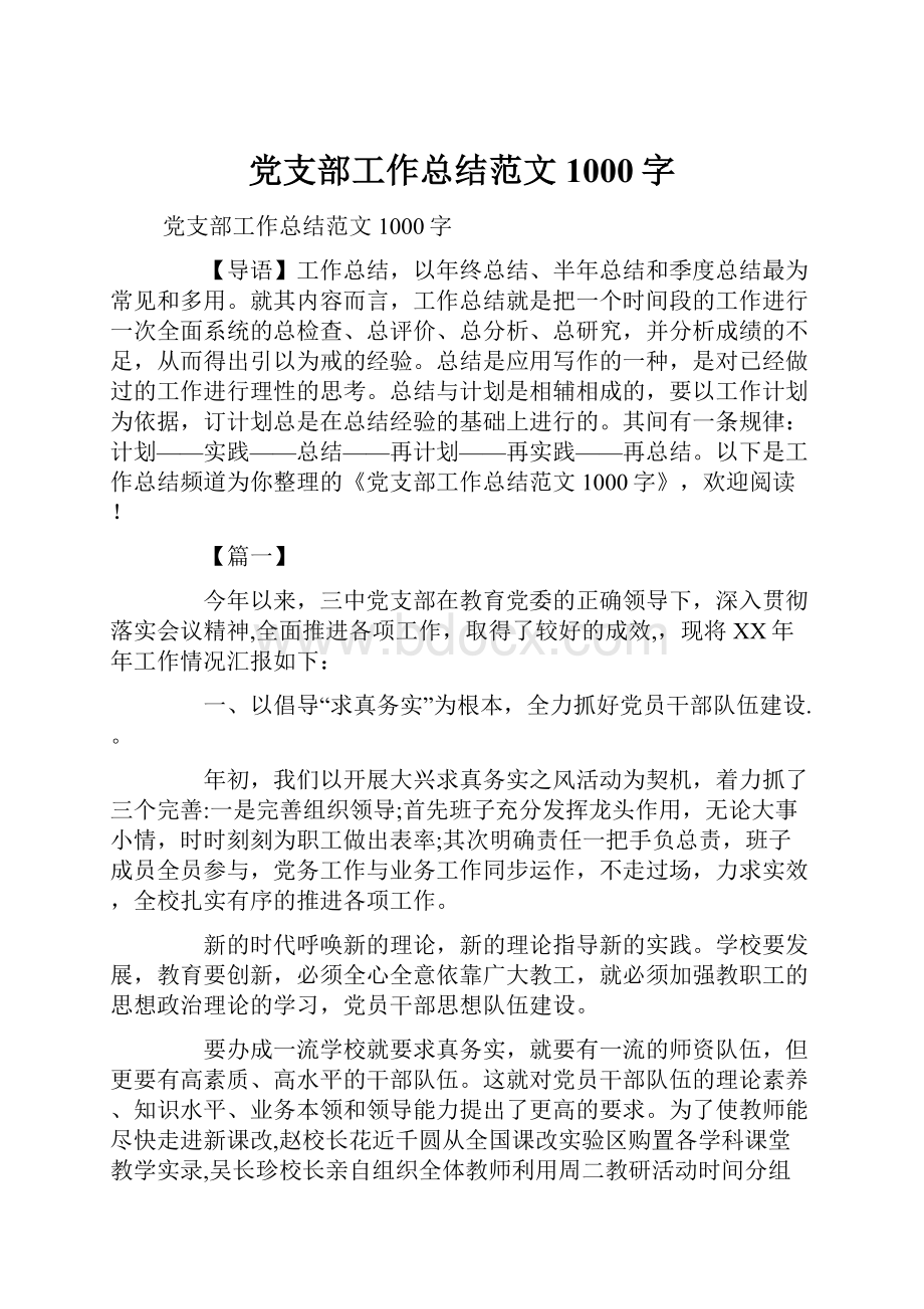 党支部工作总结范文1000字.docx