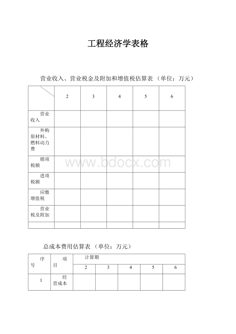 工程经济学表格.docx_第1页