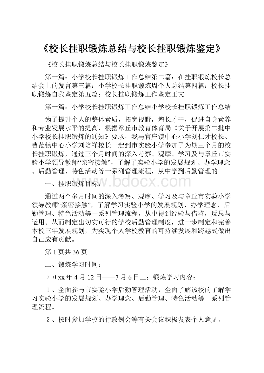 《校长挂职锻炼总结与校长挂职锻炼鉴定》.docx