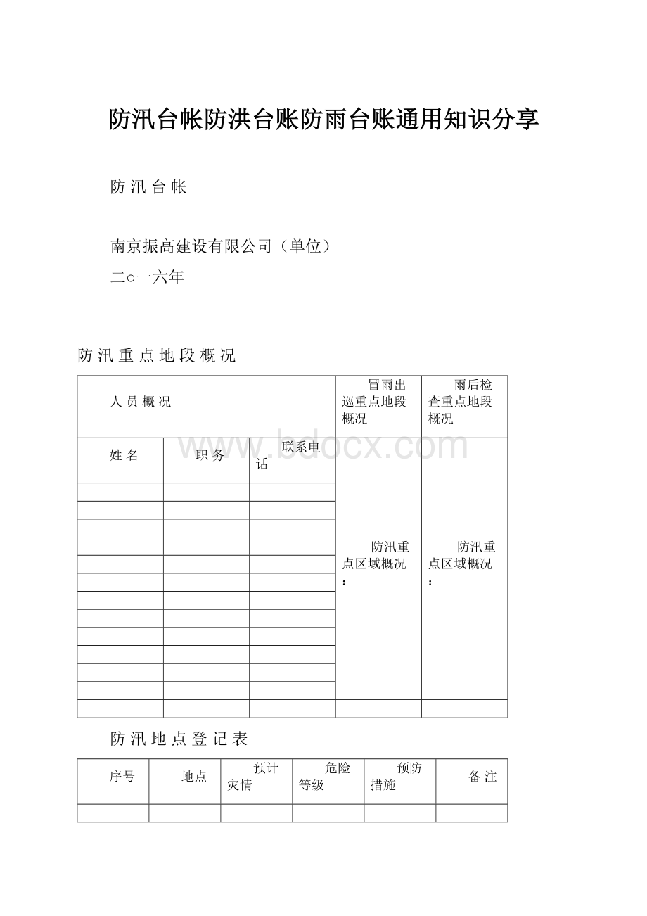 防汛台帐防洪台账防雨台账通用知识分享.docx_第1页