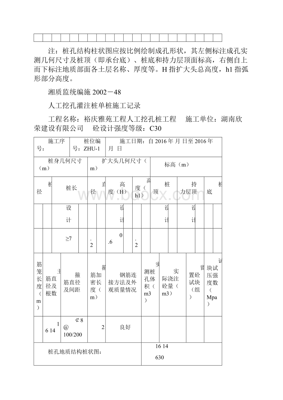 人工挖孔桩单桩施工记录.docx_第3页