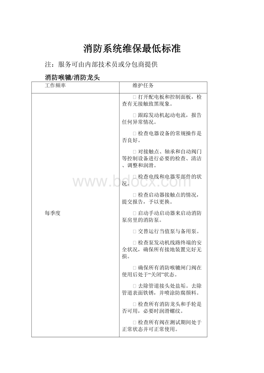 消防系统维保最低标准.docx_第1页