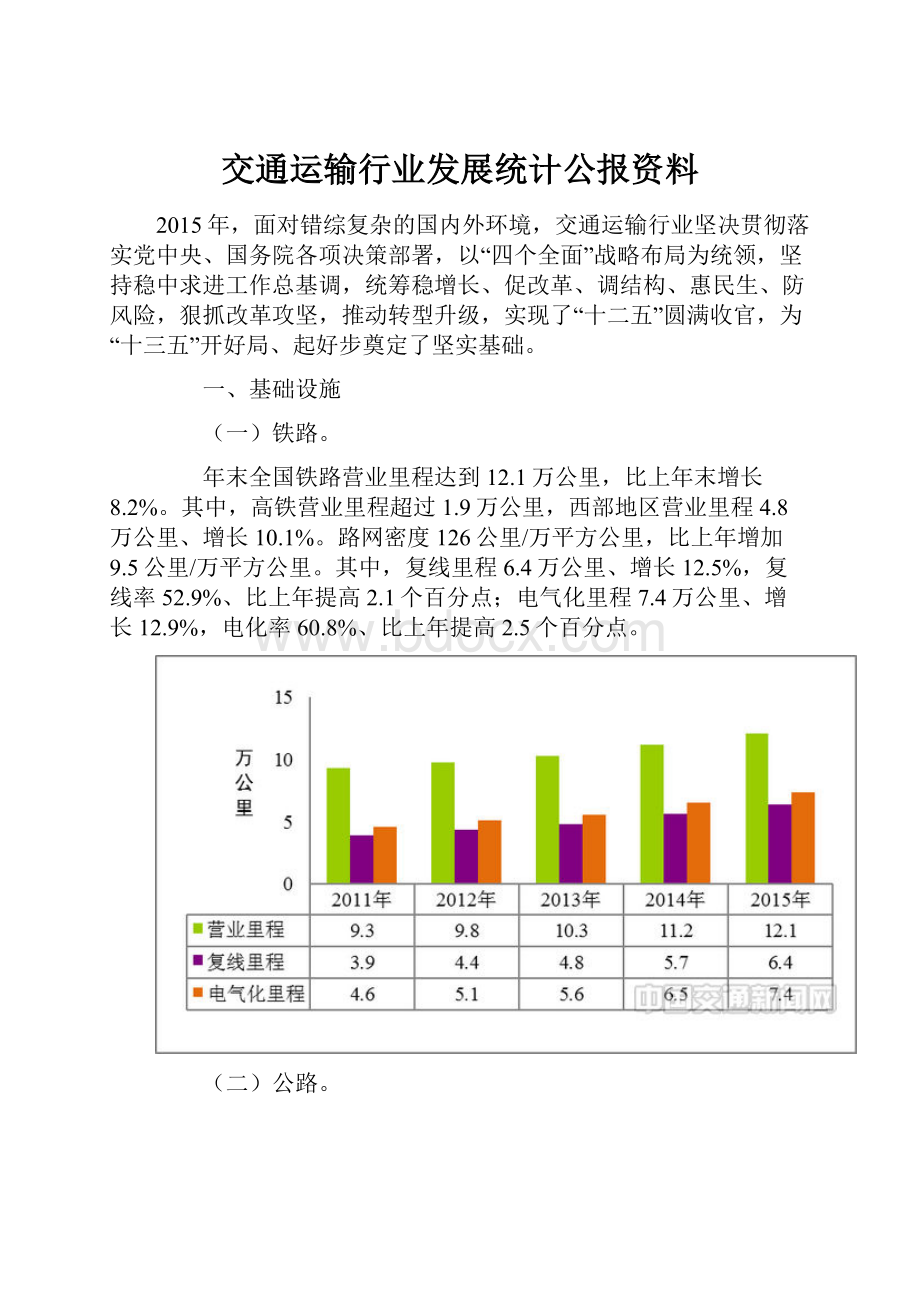 交通运输行业发展统计公报资料.docx_第1页