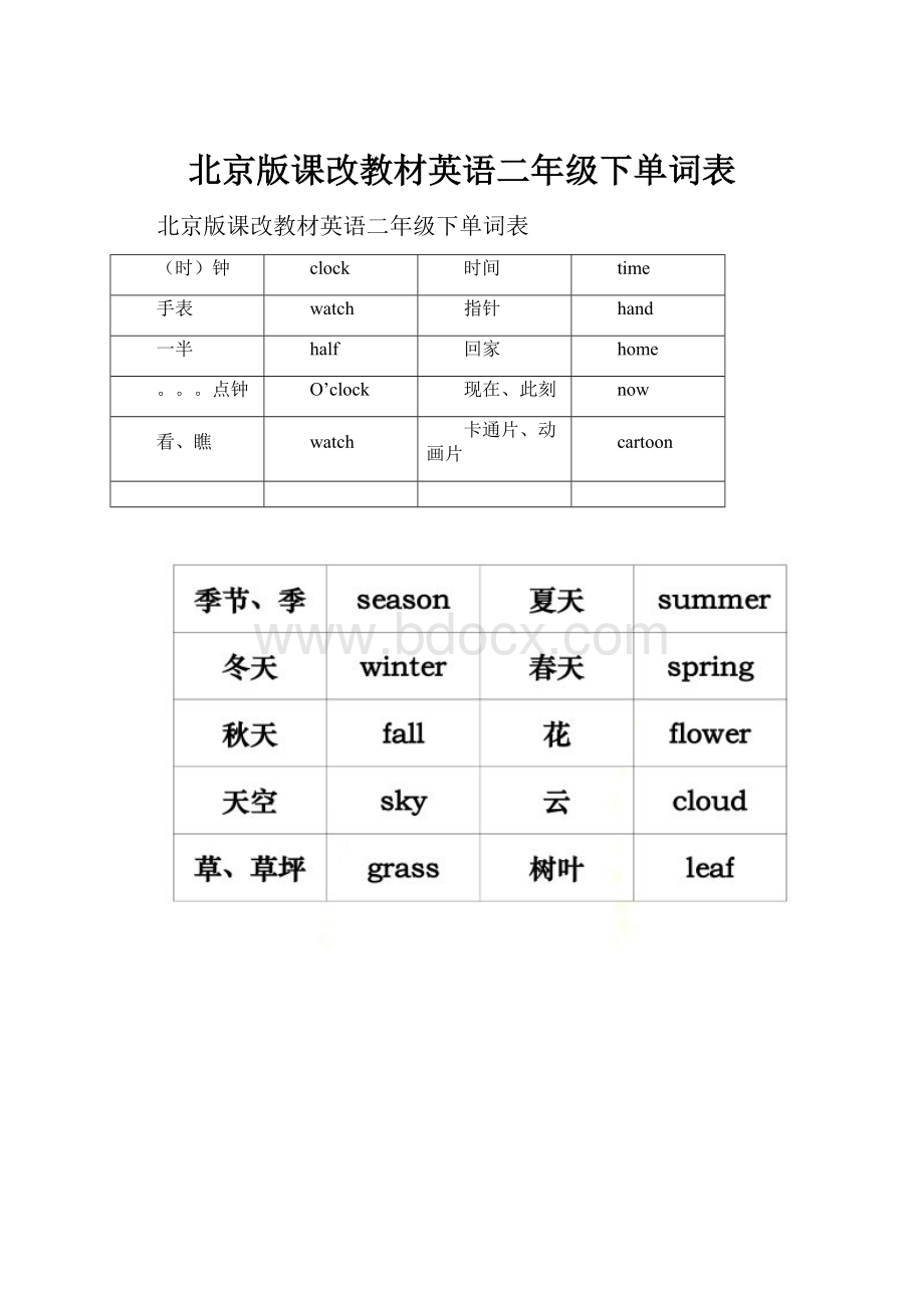 北京版课改教材英语二年级下单词表.docx_第1页