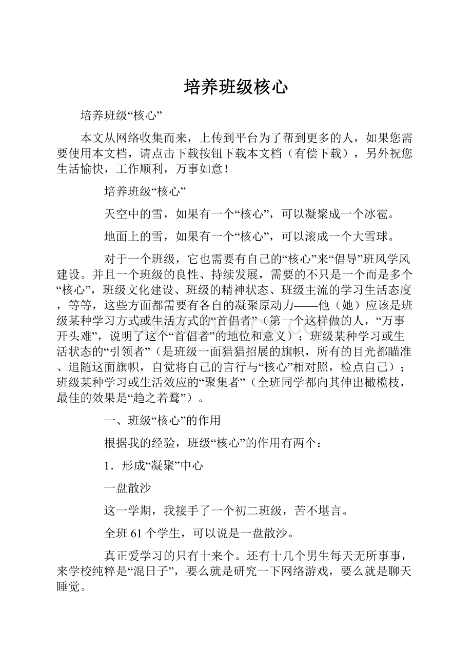 培养班级核心.docx_第1页