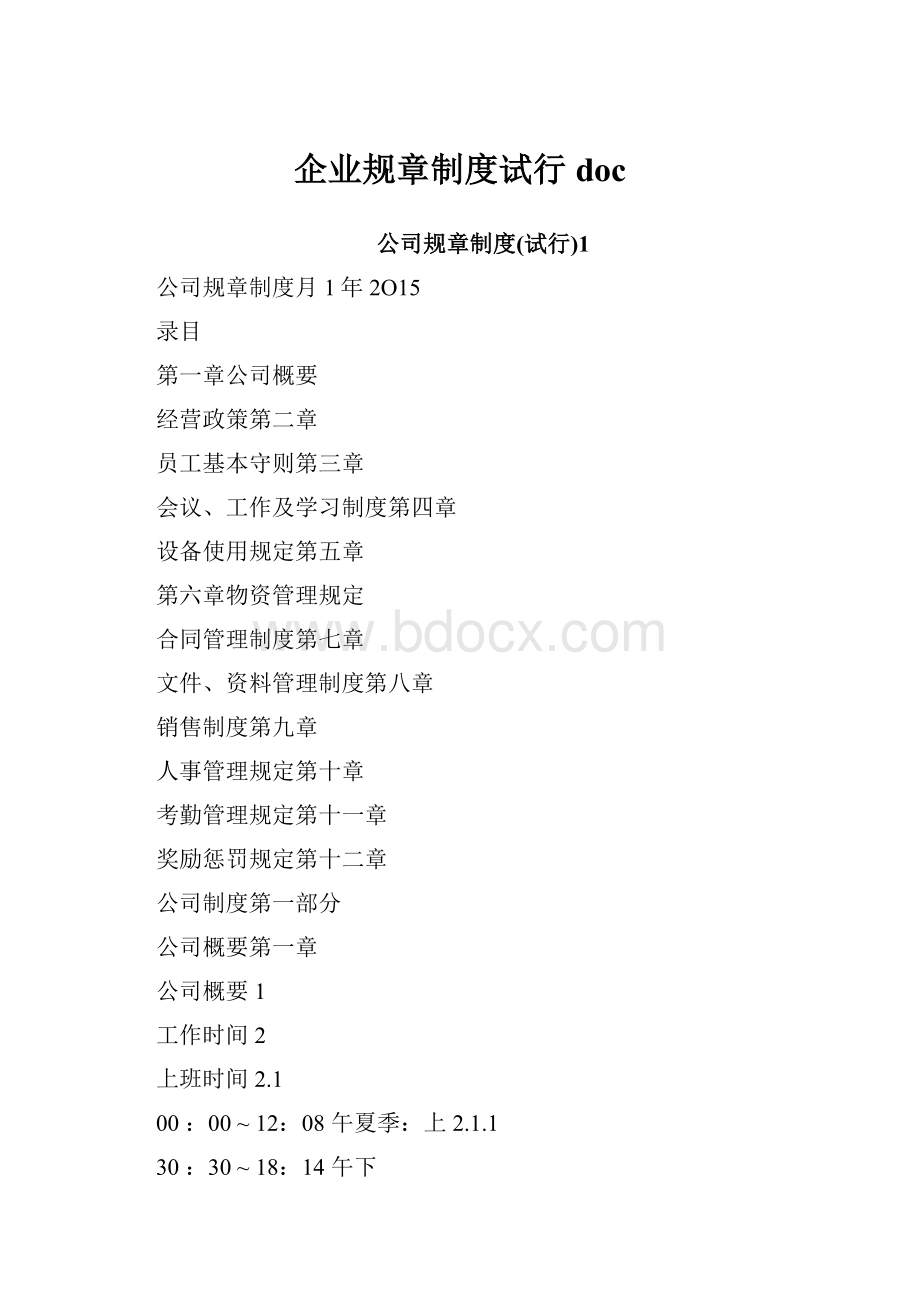 企业规章制度试行doc.docx