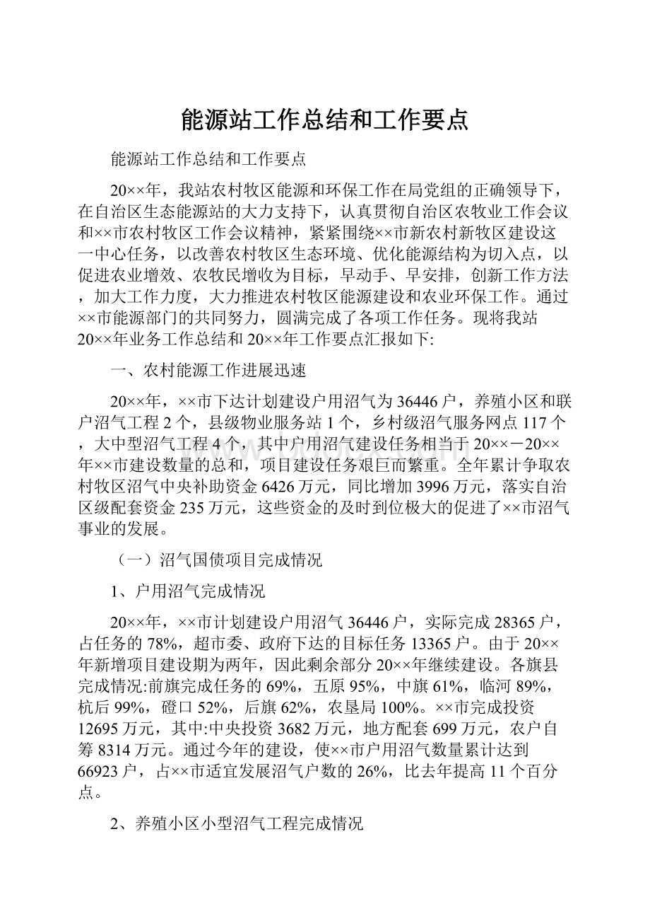 能源站工作总结和工作要点.docx_第1页