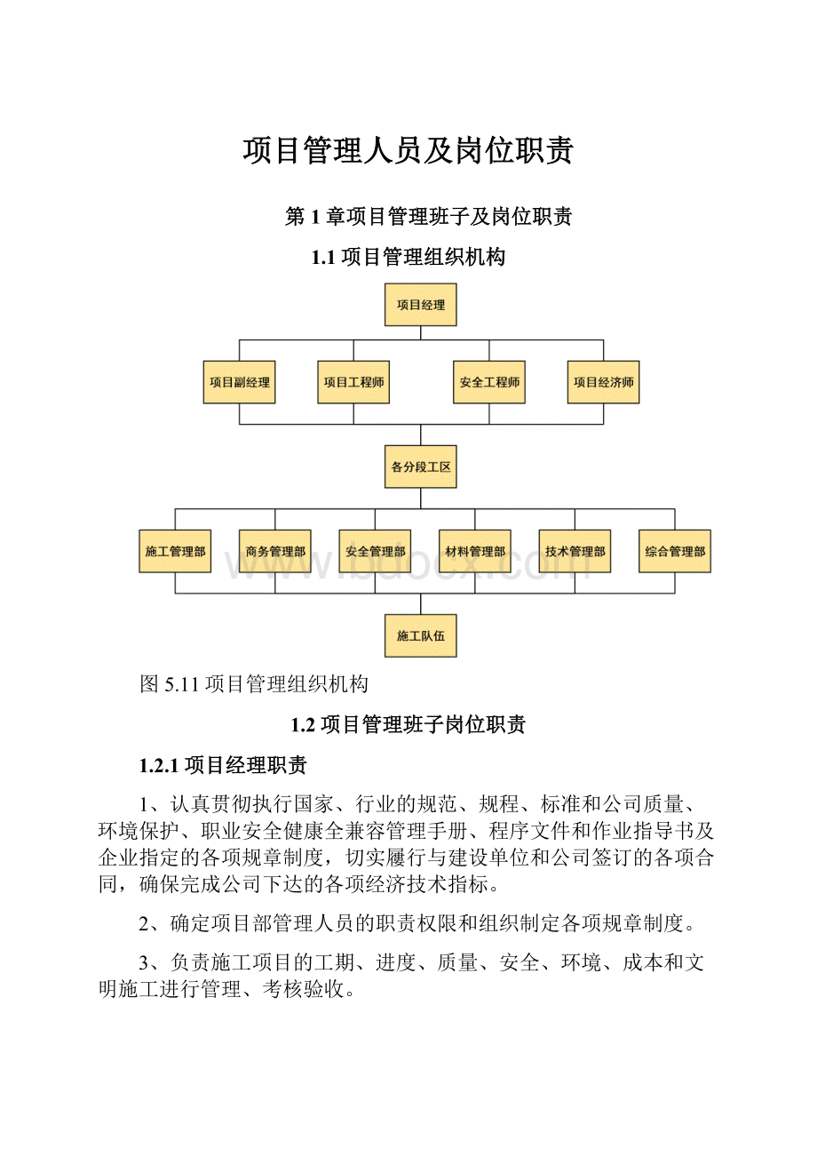 项目管理人员及岗位职责.docx_第1页