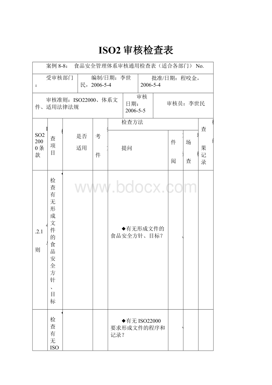 ISO2审核检查表.docx_第1页