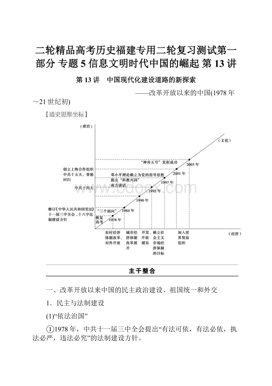 二轮精品高考历史福建专用二轮复习测试第一部分 专题5 信息文明时代中国的崛起 第13讲.docx_第1页