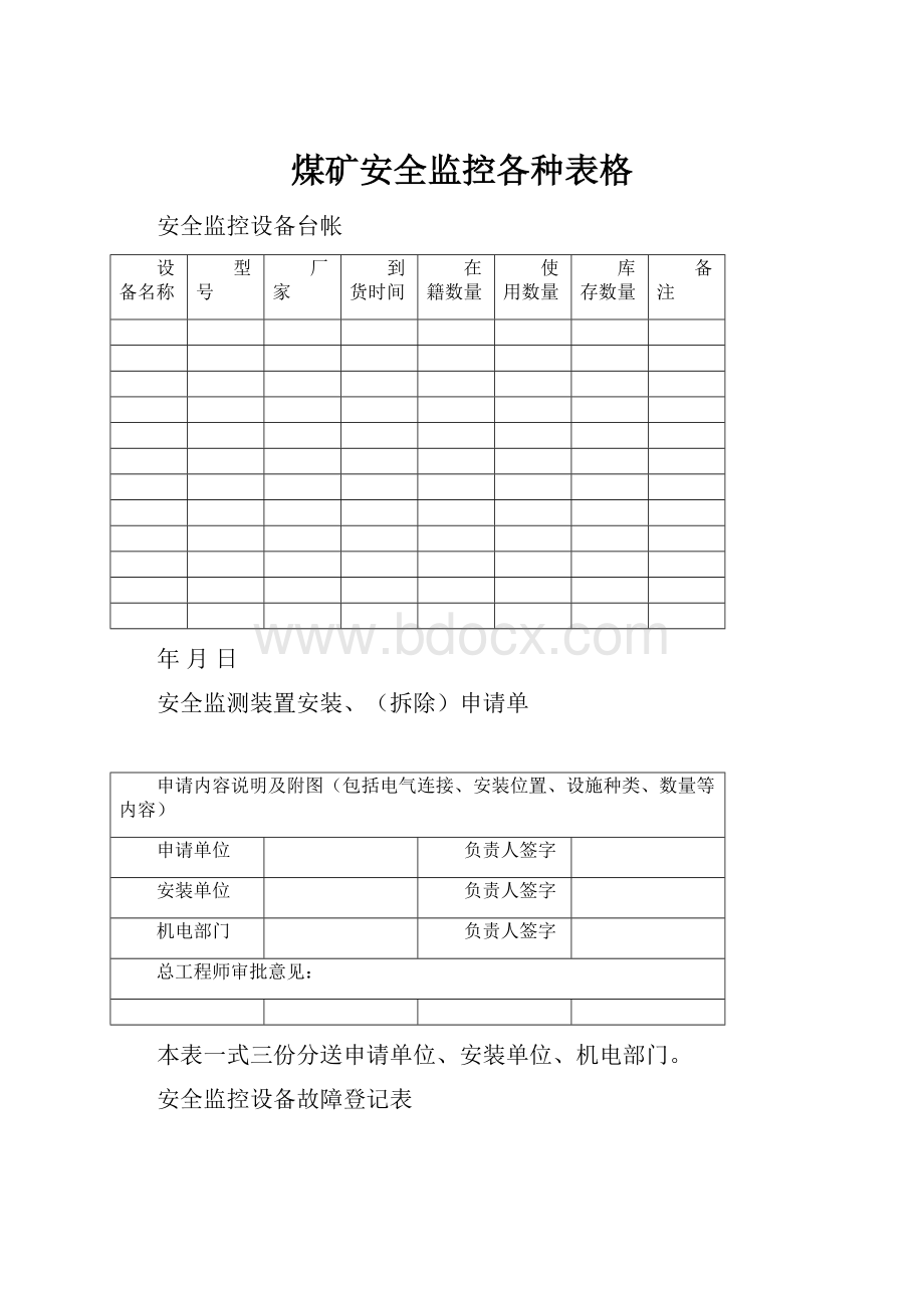 煤矿安全监控各种表格.docx_第1页