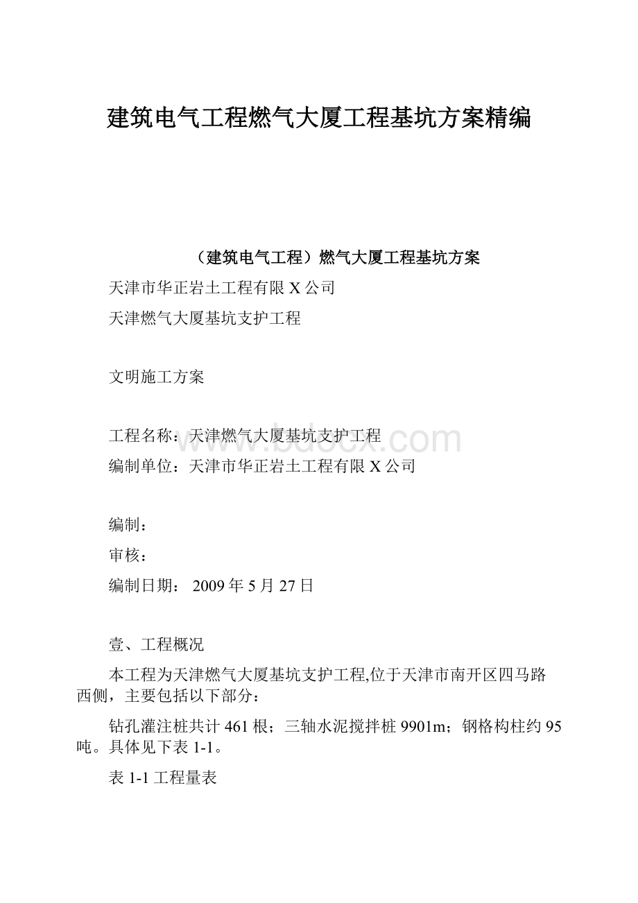 建筑电气工程燃气大厦工程基坑方案精编.docx_第1页