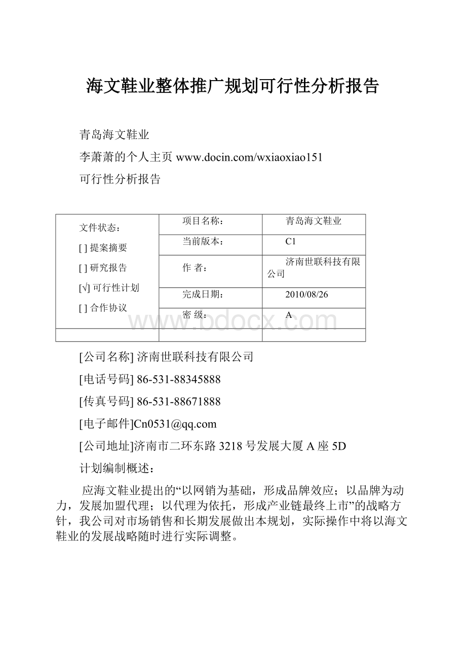 海文鞋业整体推广规划可行性分析报告.docx