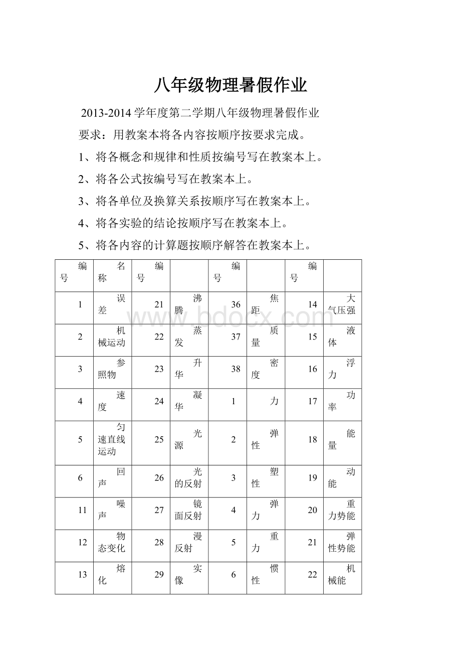 八年级物理暑假作业.docx