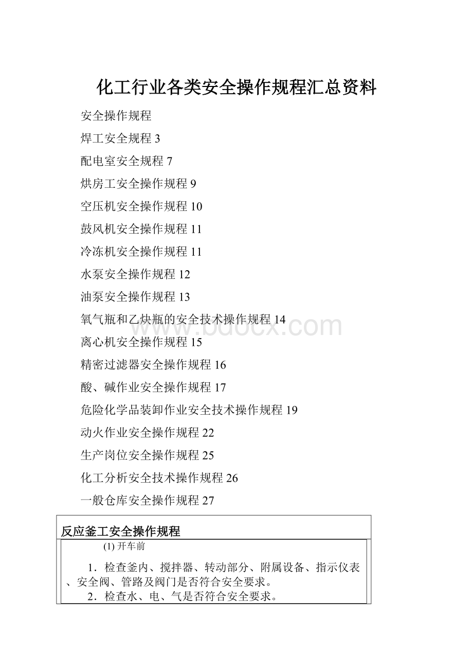 化工行业各类安全操作规程汇总资料.docx_第1页