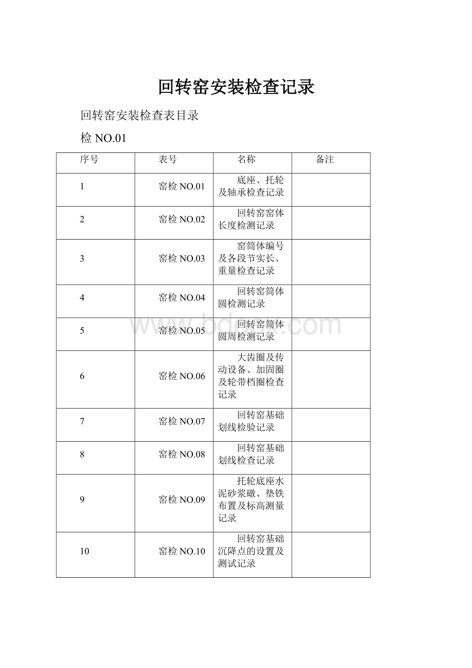 回转窑安装检查记录.docx_第1页