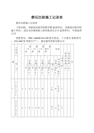 静压沉桩施工记录表.docx