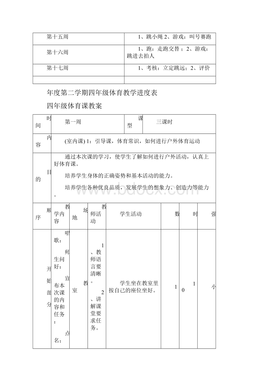 完整打印版小学四年级体育教案.docx_第2页