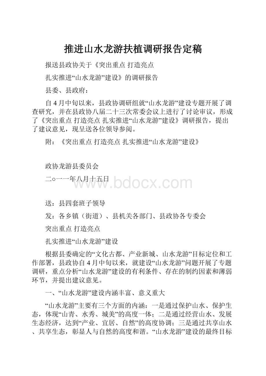 推进山水龙游扶植调研报告定稿.docx