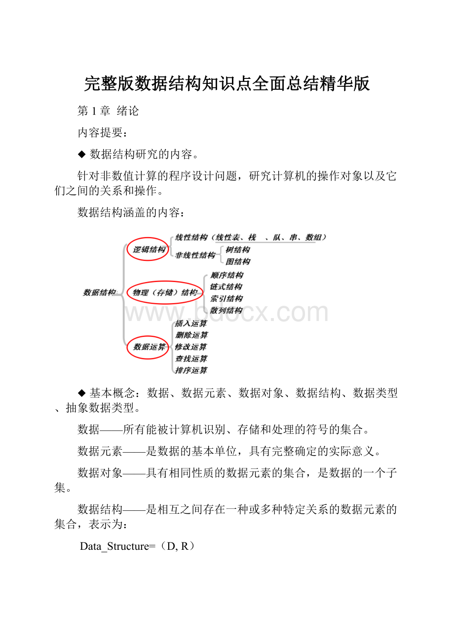 完整版数据结构知识点全面总结精华版.docx