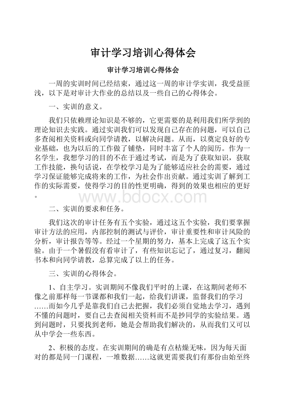 审计学习培训心得体会.docx