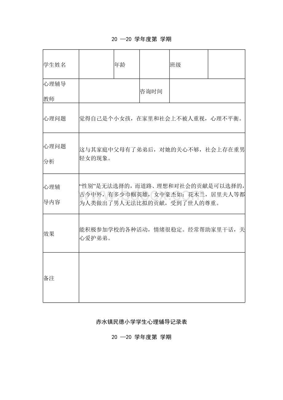 赤水镇民德小学学生心理辅导记录表.docx_第3页