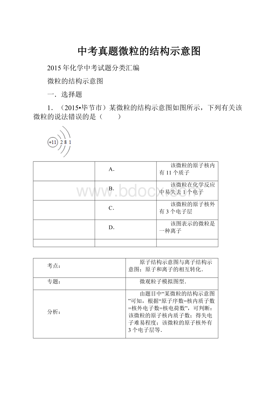 中考真题微粒的结构示意图.docx