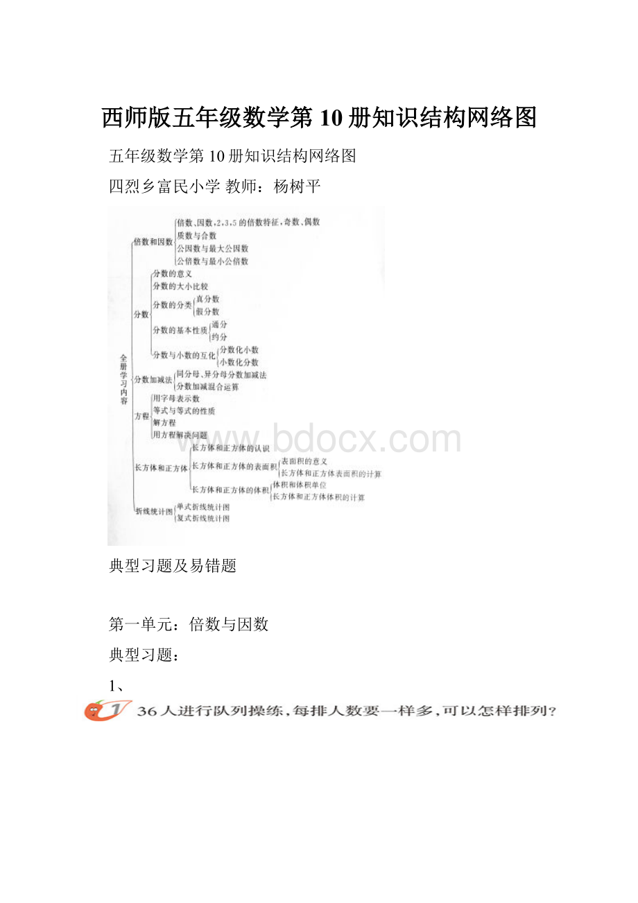 西师版五年级数学第10册知识结构网络图.docx