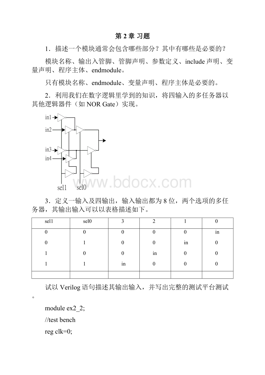 精通VerilogHDLIC设计核心技术实例详解书后习题以与答案.docx_第2页