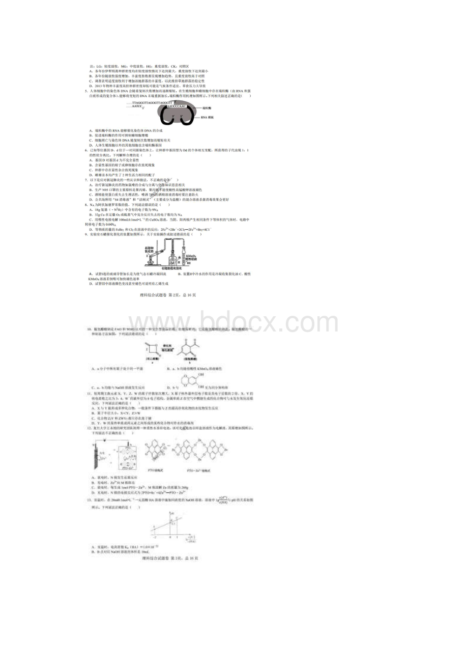 湖南师范大学附属学校届高三模拟 理综卷含答案.docx_第2页