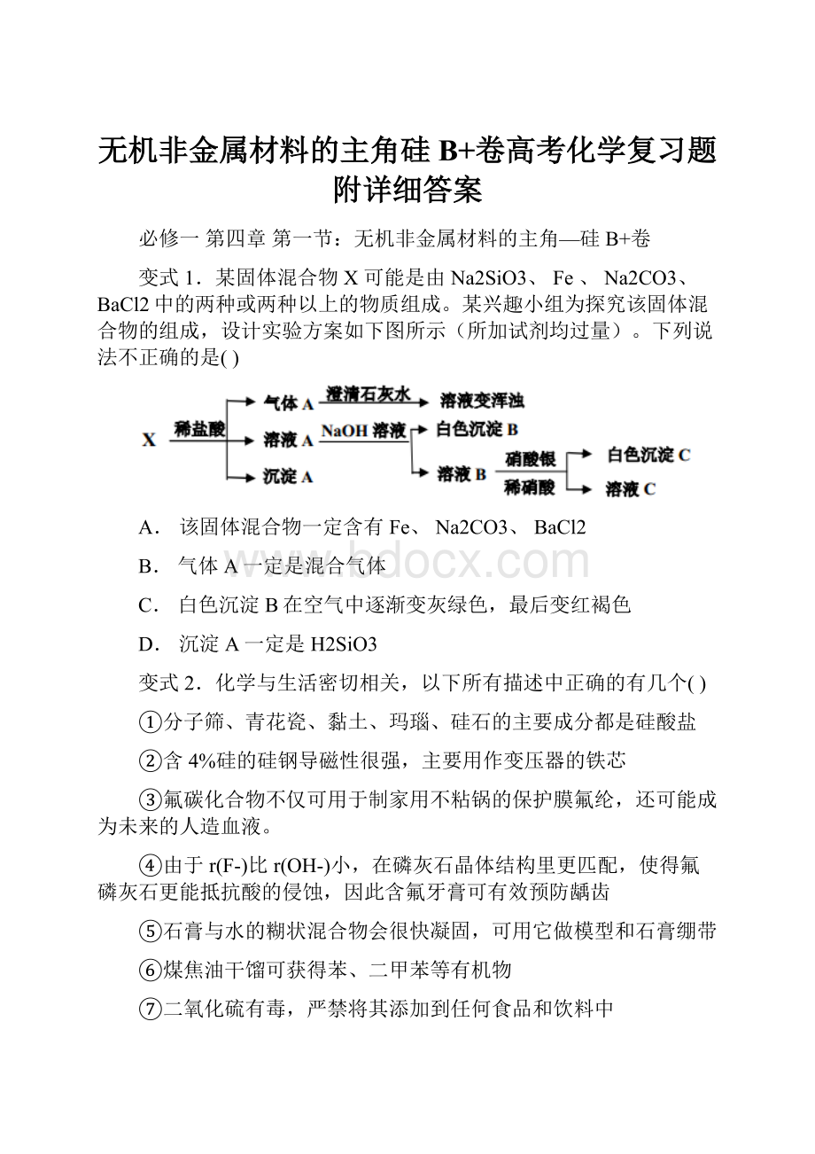 无机非金属材料的主角硅 B+卷高考化学复习题附详细答案.docx_第1页