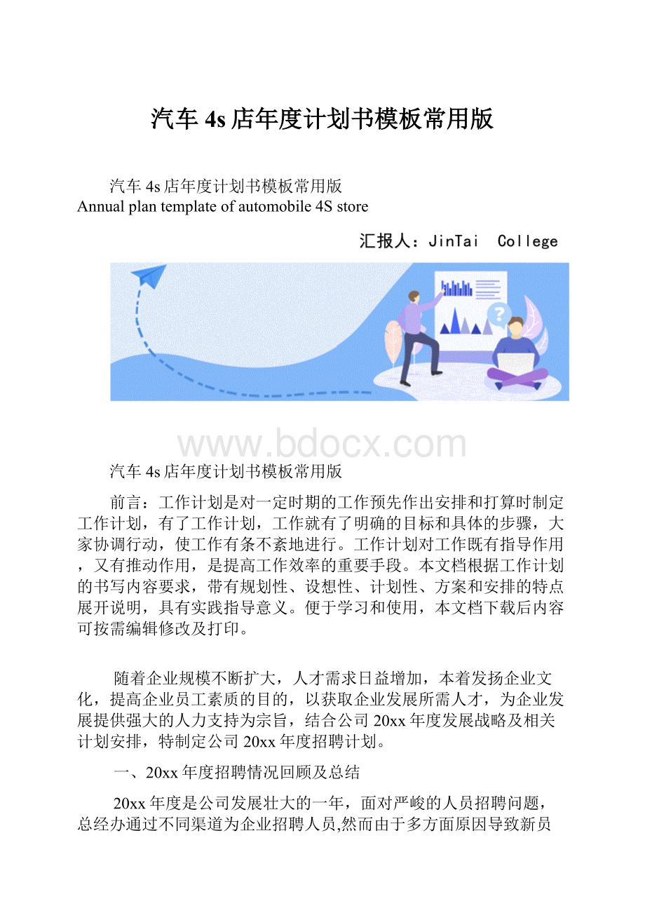 汽车4s店年度计划书模板常用版.docx_第1页