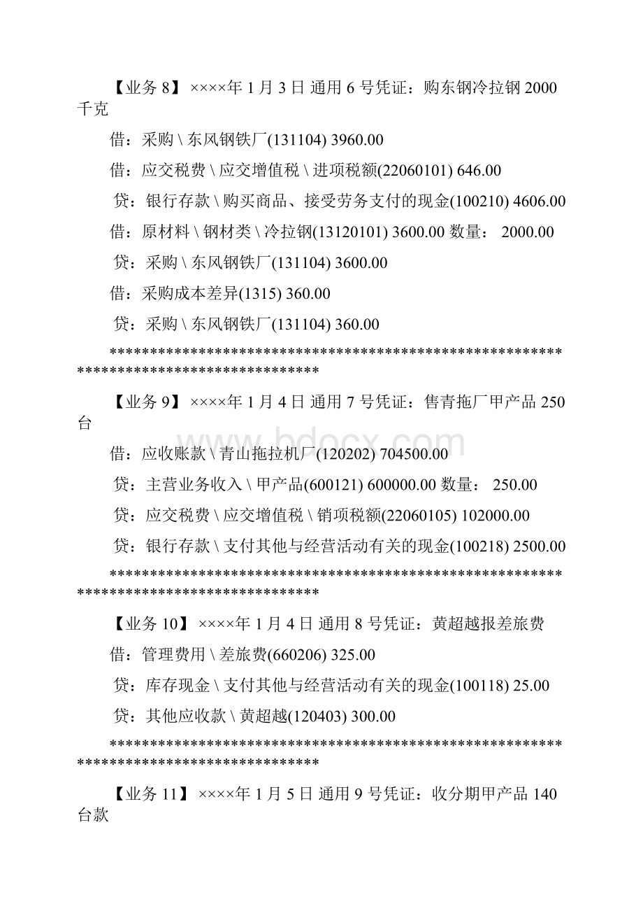 双重模拟会计实习分录和报表参考答案.docx_第3页