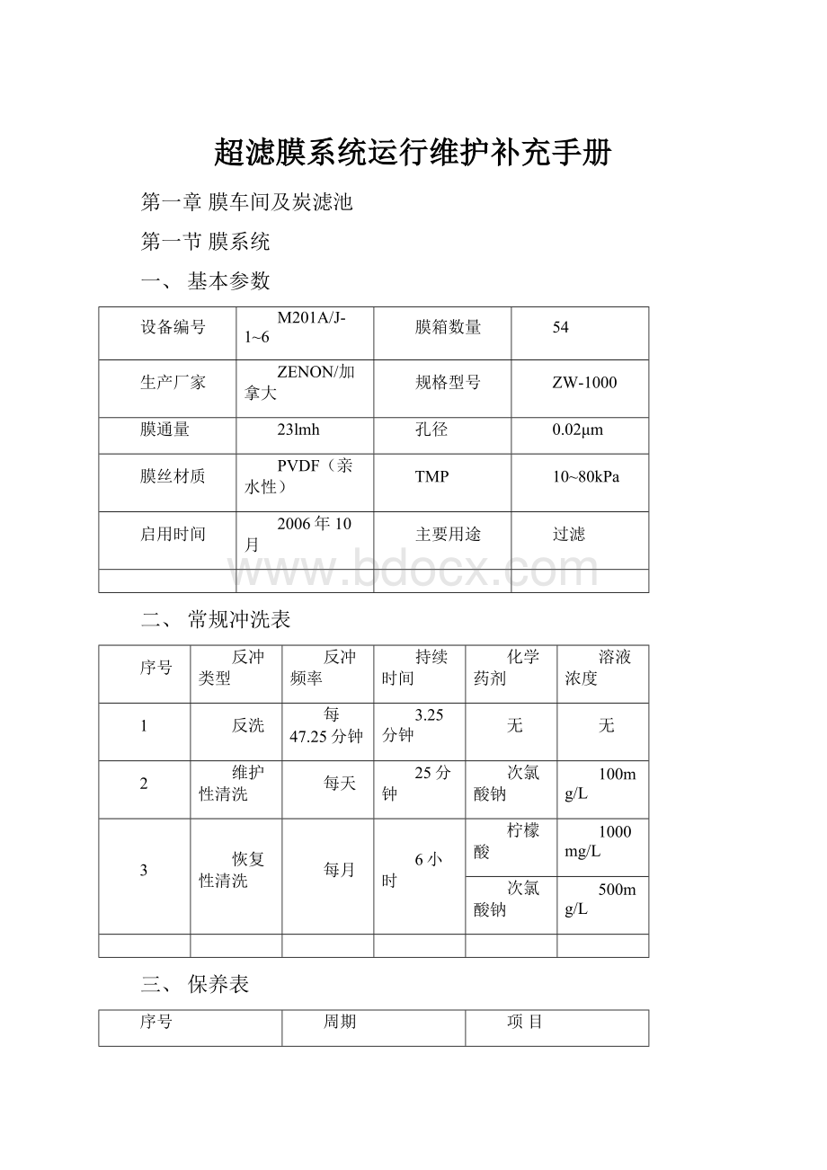 超滤膜系统运行维护补充手册.docx_第1页