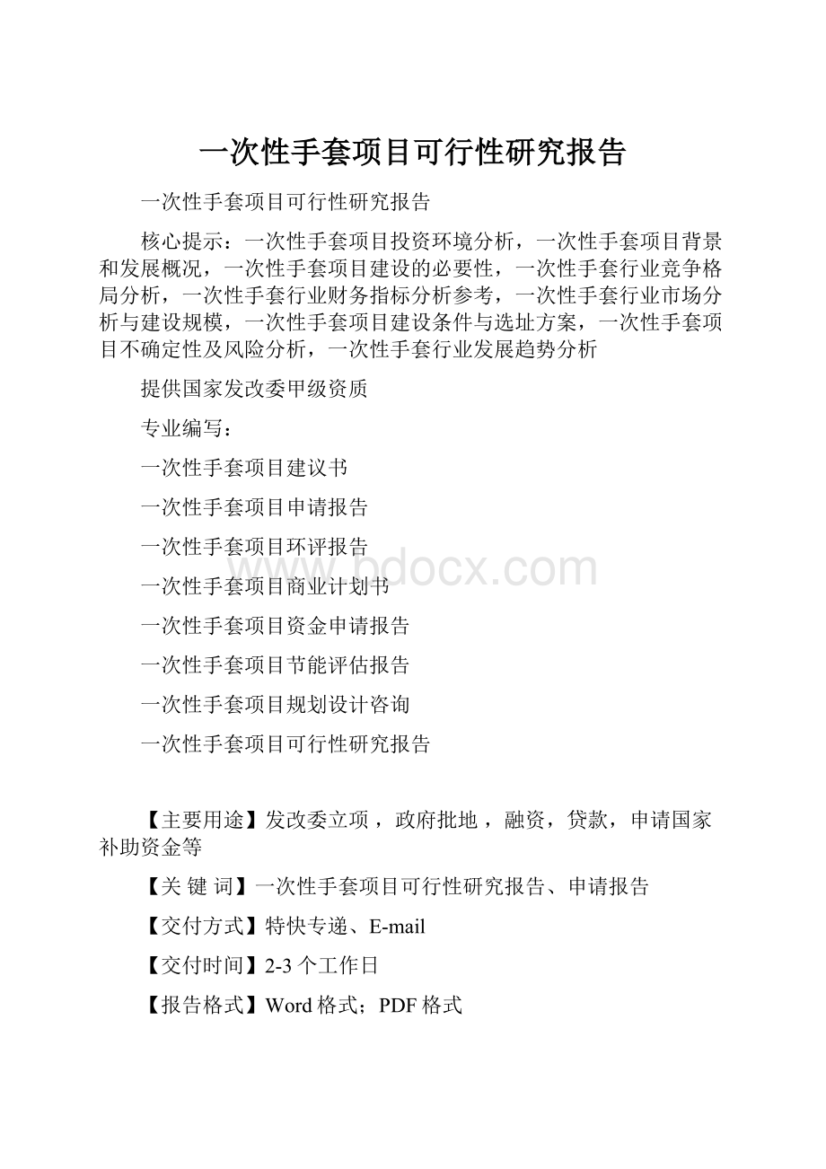 一次性手套项目可行性研究报告.docx