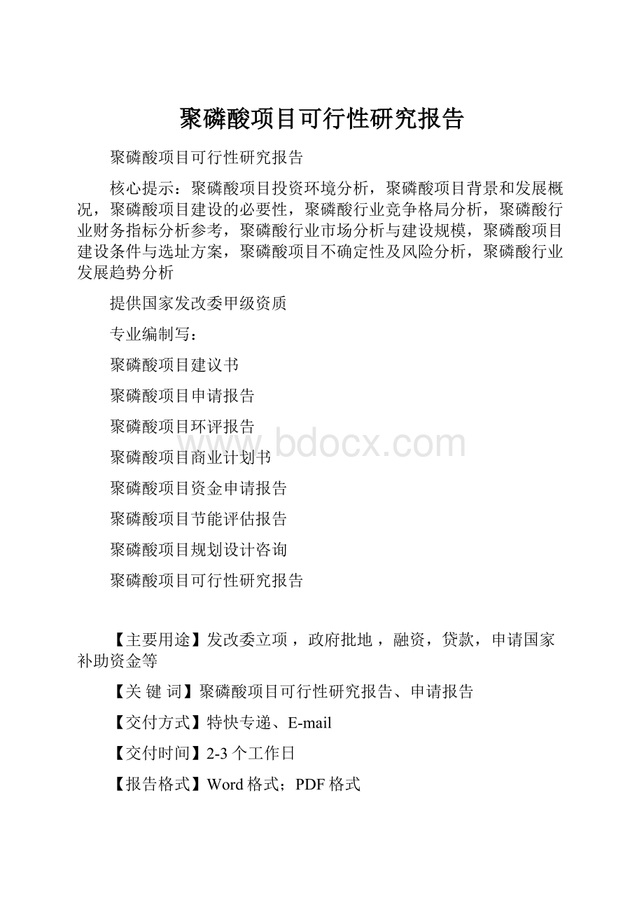 聚磷酸项目可行性研究报告.docx_第1页