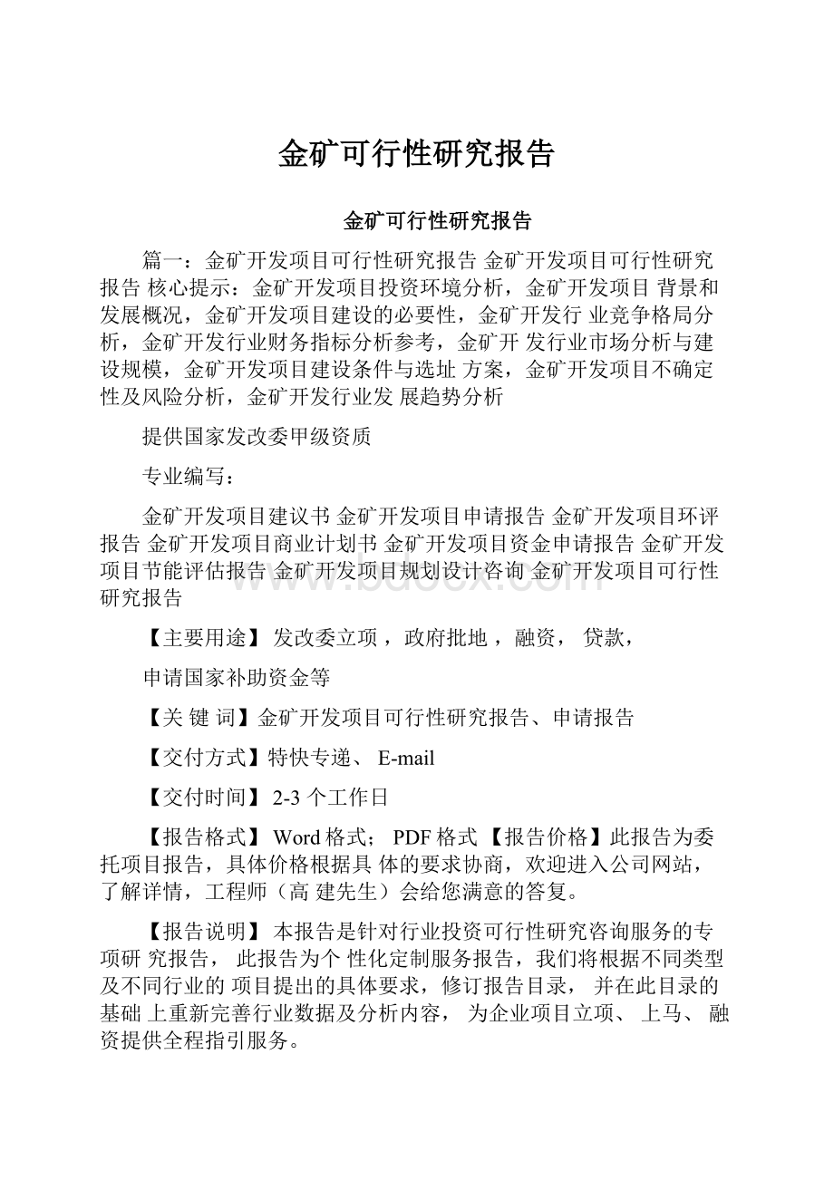 金矿可行性研究报告.docx_第1页