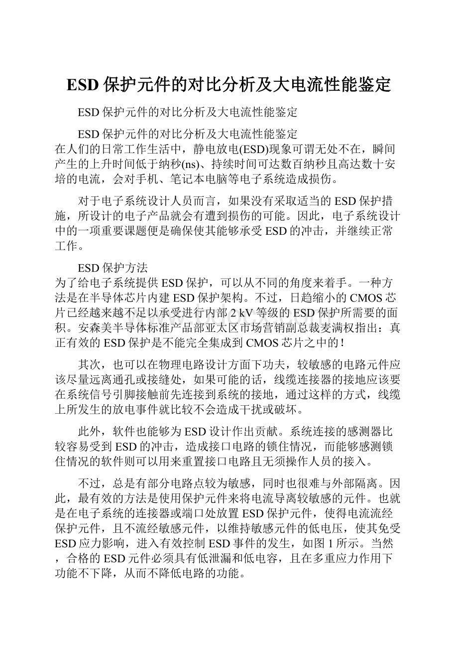 ESD保护元件的对比分析及大电流性能鉴定.docx_第1页