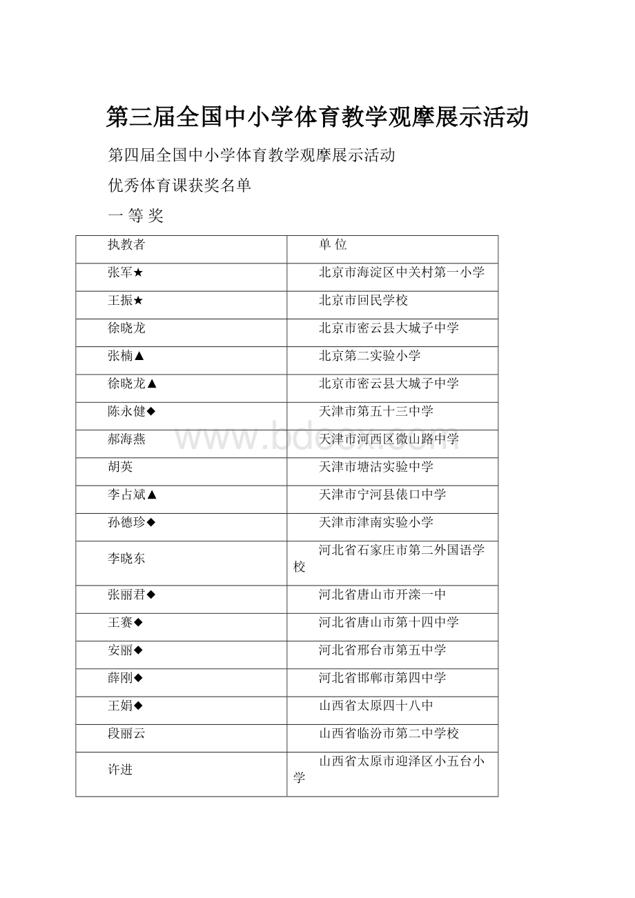 第三届全国中小学体育教学观摩展示活动.docx