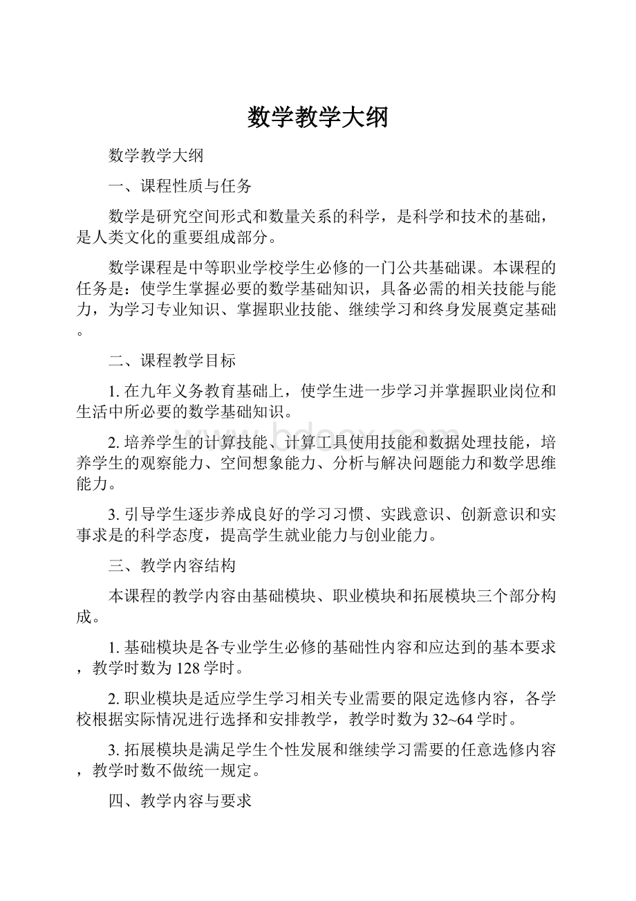 数学教学大纲.docx