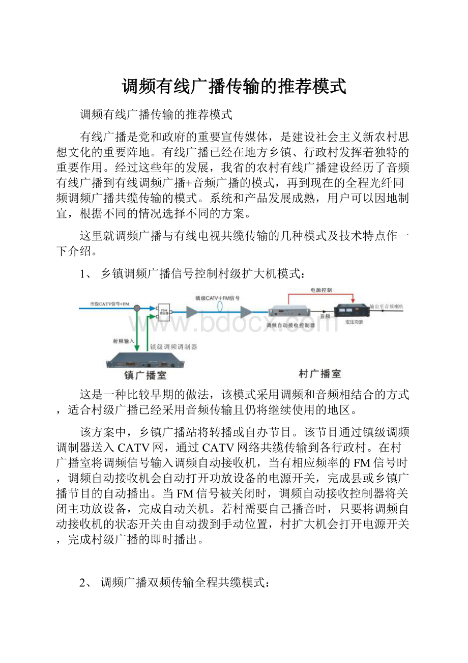 调频有线广播传输的推荐模式.docx_第1页