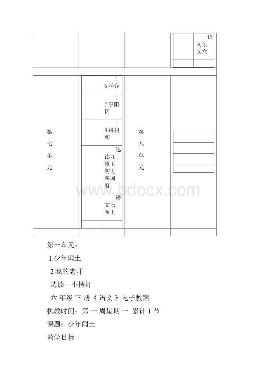 完整打印版语文A版小学六年级下册全册教案.docx_第3页