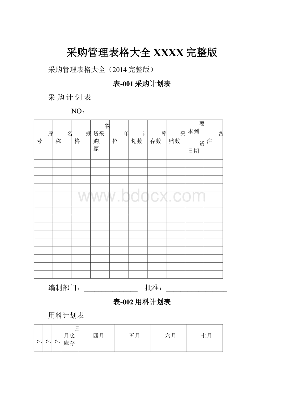 采购管理表格大全XXXX完整版.docx