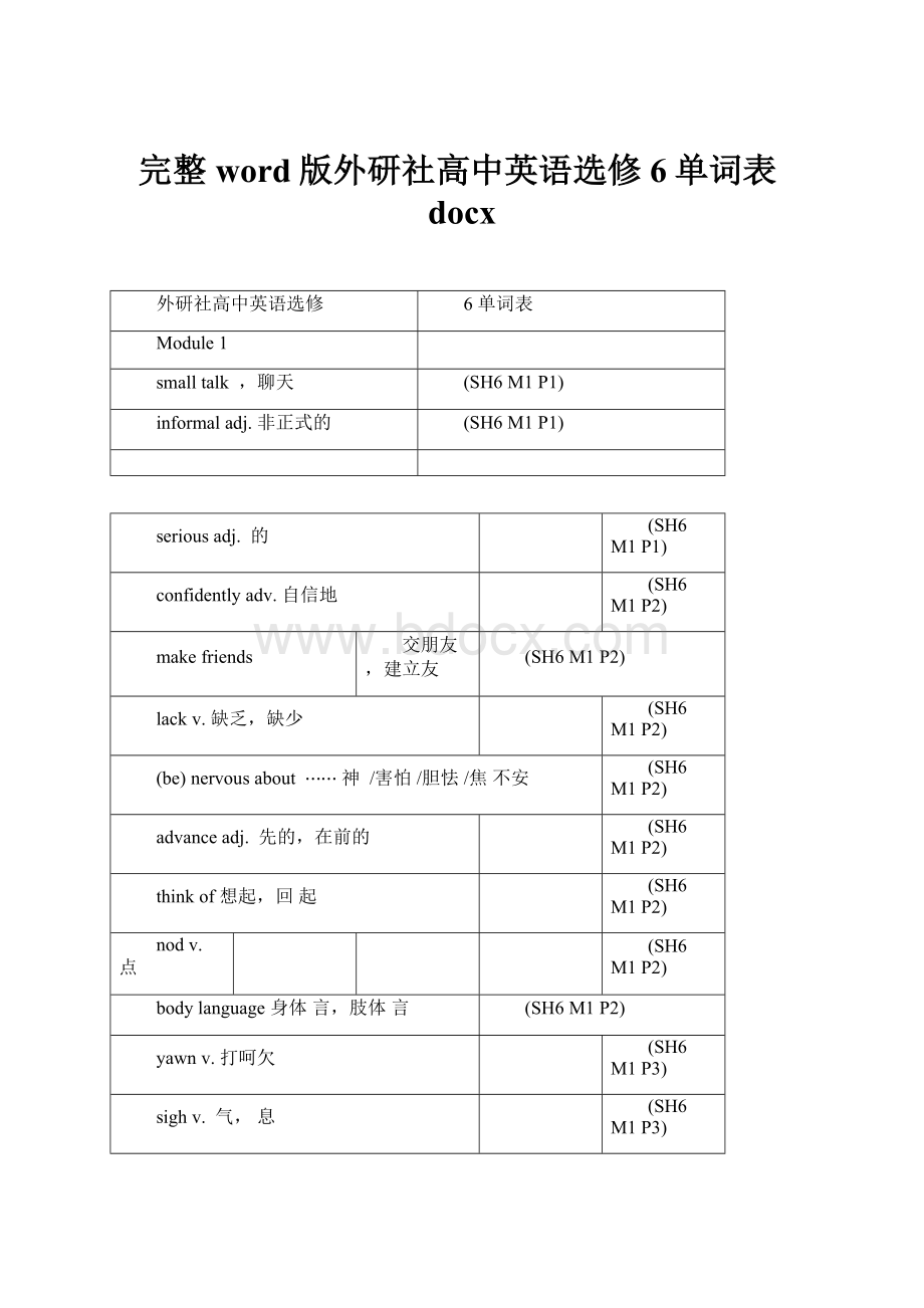 完整word版外研社高中英语选修6单词表docxWord格式.docx