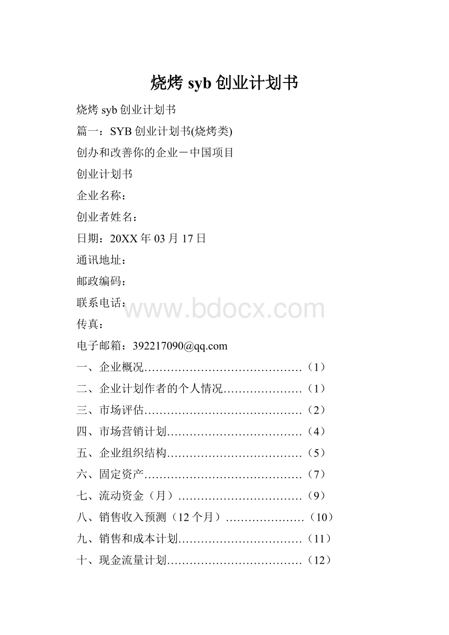 烧烤syb创业计划书.docx_第1页