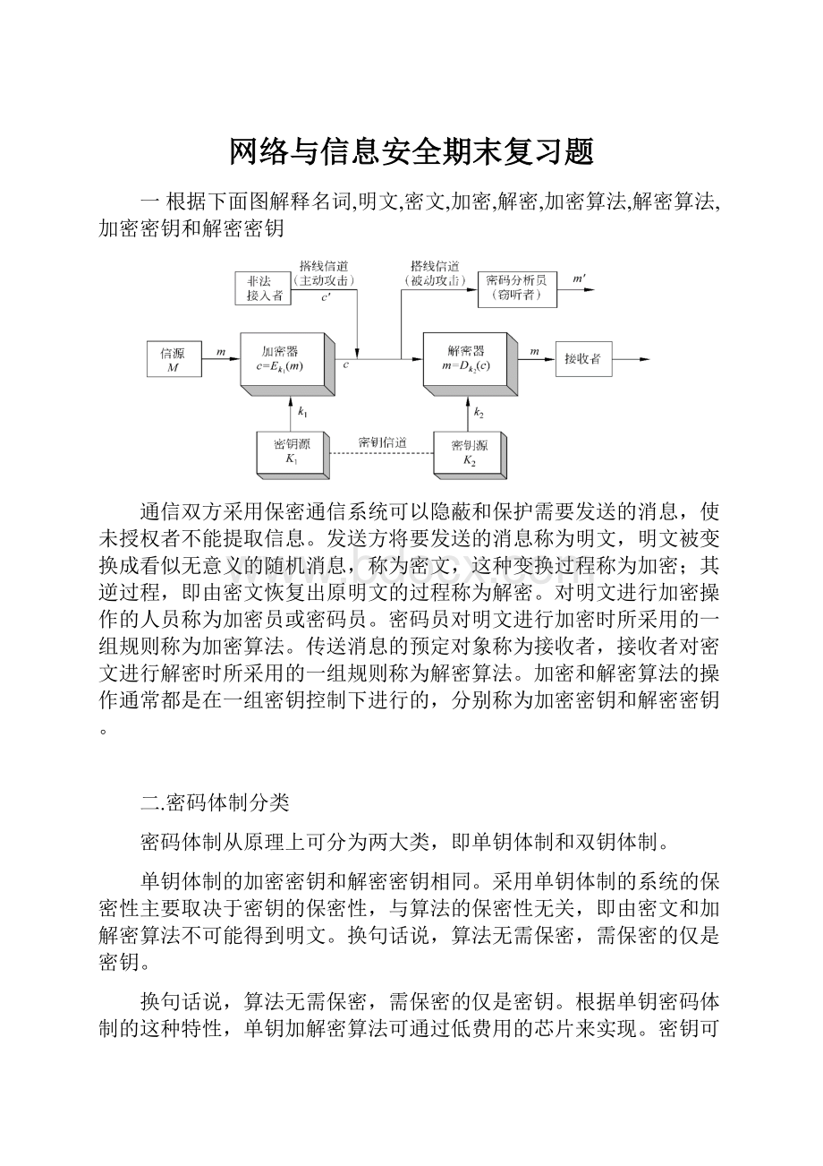 网络与信息安全期末复习题Word文档格式.docx